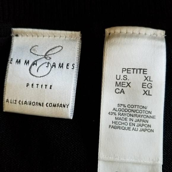 Emma James beaded floral appliqué black short sleeve XLP EUC - Picture 6 of 8